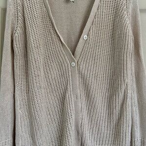 Light Beige V-Neck Knit Women’s Sweater Cardigan